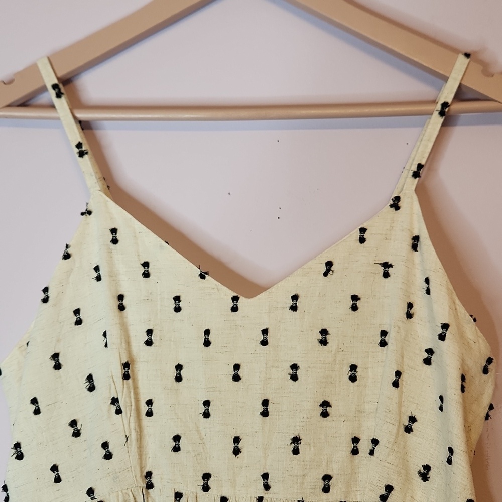 SIM & SAM Linen Blend Mini Dress Black & Natural Color size M - Picture 3 of 14